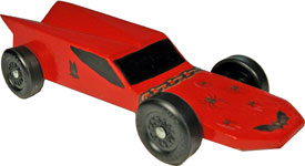 Example of completed Hornet pinewood derby car