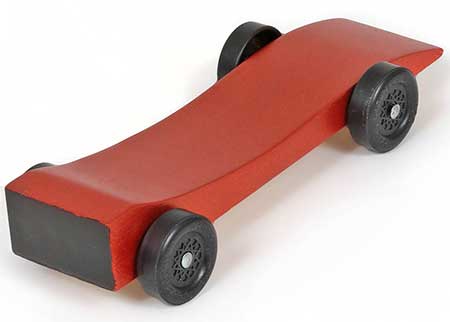 Painted Panther pinewood derby car rear view