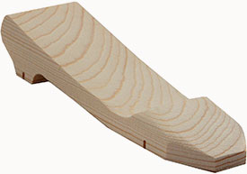 This pre-cut pinewood derby block can be made into a shoe or a snake.