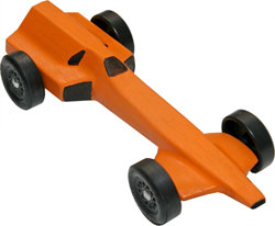 Example of a completed pinewood derby Starfighter
