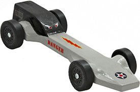 Example of a completed Terminator pinewood derby car
