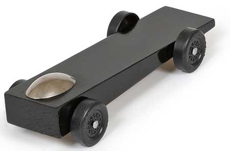 Completed Black Wedge car with silver tungsten dome