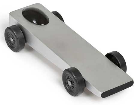 Complete Wedge pinewood derby car painted blue