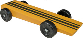 Example of completed wedge pinewood derby car